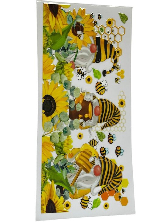 CK Sparkle Other - Bee Gnome Sunflower Cup Wrap | Honey Bee Tumbler Wrap | Add to Custom Cup